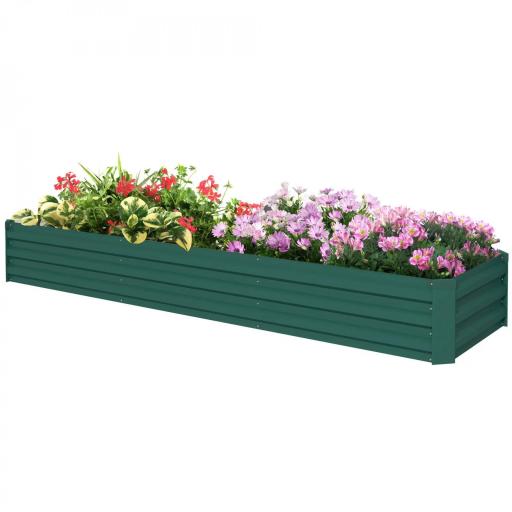 Jardinera Exterior Grande Rectangular de Acero Galvanizado Huerto Urbano con Base Abierta 240x60x30 cm Verde [6]
