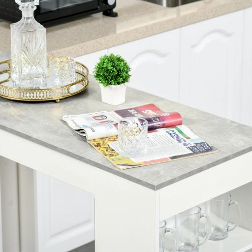 Mesa de Bar Mesa Alta Tipo Bistró de Cocina con Estantería de 4 Niveles Estilo Moderno 115x50x102,7 cm Blanco y Gris [7]