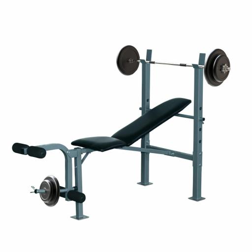 Banco de Musculación Banco de Pesas Maquina de Fitness Entrenar Musculos 165x68x114cm con Respaldo Regulable Espuma [7]