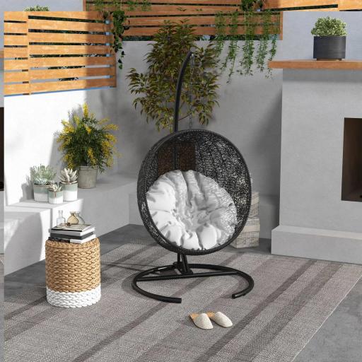 Soporte para Silla Colgante con Base Estable Marco de Silla de Metal Soporte para Silla Columpio Ø102x195 cm Negro [6]