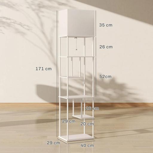 Lámpara de Pie con Estantes Temperaturas de Color Ajustable 3000K-6500K Control Remoto Bombilla E27 Blanco [1]