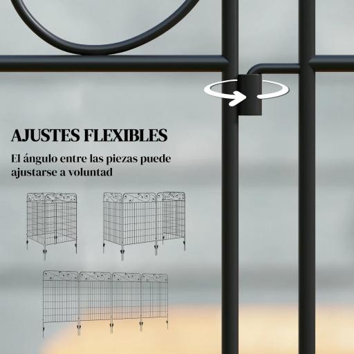 Valla de Jardín Exterior de 4 Paneles 88x110 cm Vallas Decorativas con Ángulo Ajustable Negro [3]
