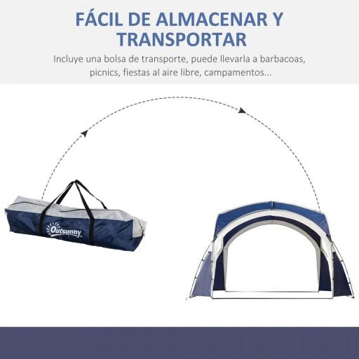 Toldo Camping Plegable 3,5x3,5 m con Gancho Bolsa de Transporte Impermeable y Protección UV para Terraza Playa Azul [3]