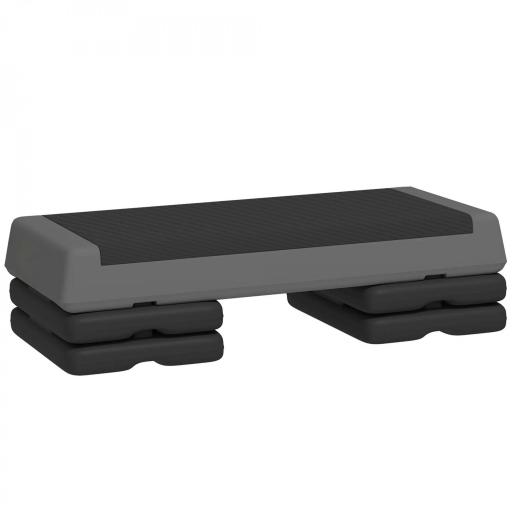 Step de Aeróbic Step para Fitness Antideslizante Altura Regulable 3 Niveles 77x36x20,5cm Gris y Negro [9]
