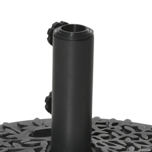 Base de Pared para Sombrilla Ø38/48 mm Soporte Semicircular de Parasol Rellenable de Arena 21 kg o Agua 18 kg para Jardín Patio Terraza Exterior 50x31x38 cm Negro [3]