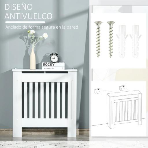 Cubre Radiador de MDF Diseño Moderno Estante para Radiador Vertical para Sala de Estar Dormitorio 78x19x81 cm Blanco [6]