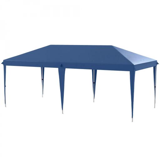 Carpa Plegable 6x3 m con Altura Ajustable en 3 Niveles Bolsa de Transporte Anti-UV y Marco de Acero Azul [8]