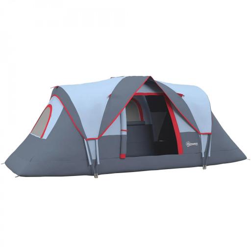 Tienda de Acampada para 6 Personas Impermeable 3000mm+ con Bolsa de Transporte y Gancho 455x220x180 cm Gris [9]