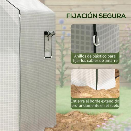 Cubierta de Repuesto para Invernadero 140x143x190cm con Ventana Puerta Enrollable Anti-UV para Plantas Jardín Blanco [2]