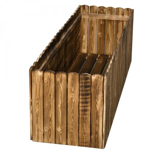 Jardinera de Madera Jardinera Elevada para Cultivos Verduras Flores en Patio Balcón Terraza 120x40x40 cm Carbonizada [6]