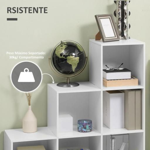 Estantería en Forma de Escalera Armario de Almacenamiento 6 Cubos Estantería de Pie Estante de Exposición 91.5x29.5x91.5cm Madera [4]