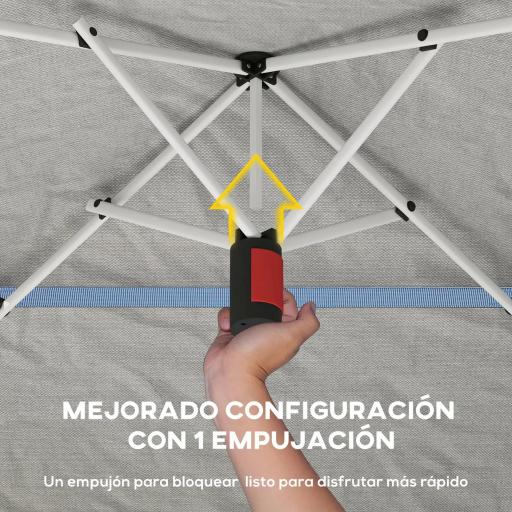 Carpa Plegable 3,5x3,5 m Pop-up con Altura Ajustable 3 Niveles Doble Techo Cierre Central y Bolsa UPF50+ Gris [3]