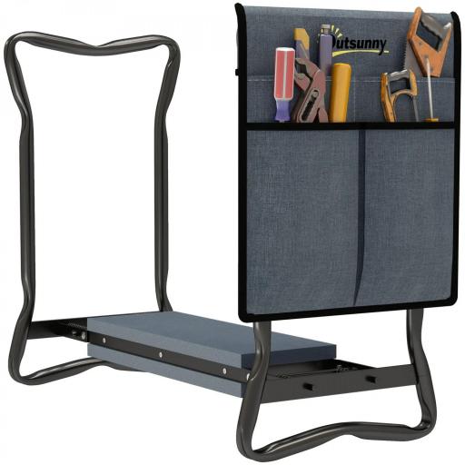 Taburete de Jardín Plegable con Almohadilla de Espuma EVA Asiento de Jardín 2 en 1 con Bolsa para Herramientas [9]