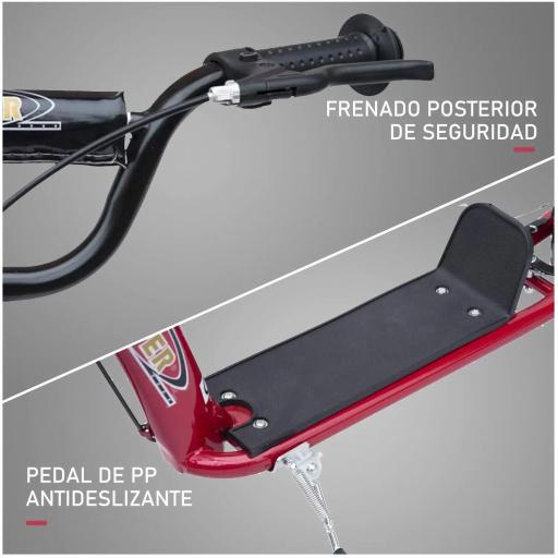 Patinete para Niños de 5-12 Años Scooter de 2 Ruedas Grandes de 12 Pulgadas con Freno y Manillar Ajustable en Altura Carga Máx. 50 kg 120x52x80-88 cm Rojo [5]