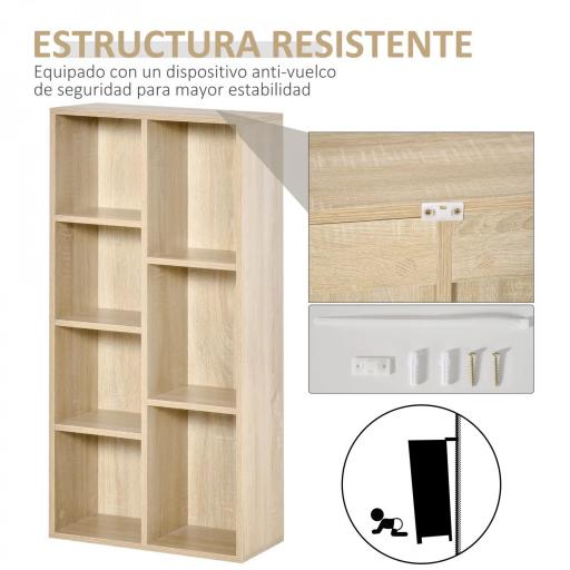Estantería Librería de Madera Armario de Libros con 7 Compartimentos para Plantas Archivos 50x24x106 cm Roble [3]