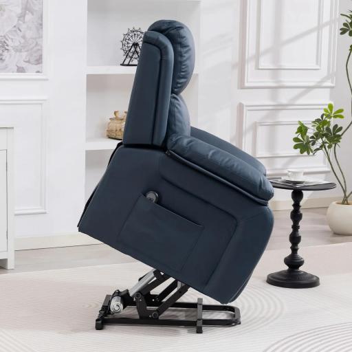 Sillón Relax Levanta Personas Sillón Elevador con Control Remoto Reclinación Eléctrica 160° Reposapiés 76x90x105cm Azul [6]