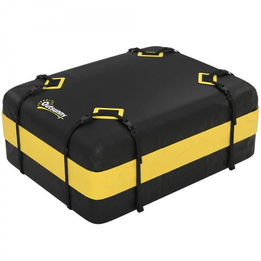 Bolsa de Techo para Coche 425L Impermeable con 8 Correas Alfombrilla Antideslizante Ganchos para Vehículos Amarillo [7]