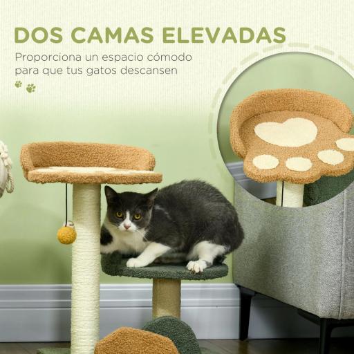 Árbol Rascador para Gatos Árbol Pequeño de 52 cm con Cama Poste de Sisal y Bola Colgante 43x39x52 cm Multicolor [2]