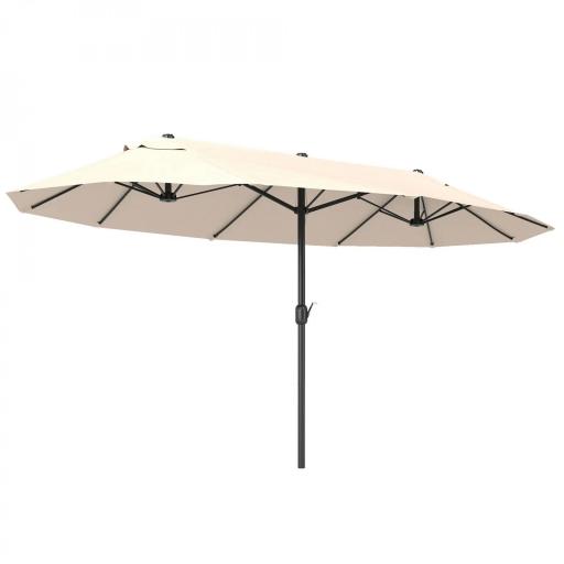Sombrilla Doble para Jardín 460x270x240 cm Parasol Anti UV con Manivela para Exterior Patio Terraza Piscina Color Beige [11]