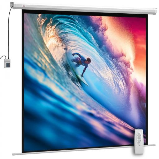 Pantalla de Proyector Eléctrica 92 Pulgadas Pantalla de Proyección con Control Remoto Formato 1:1 HD 4K Blanco [9]