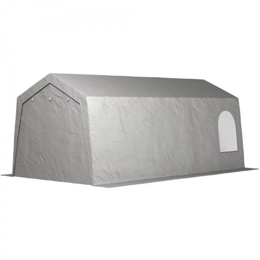 Carpa de Almacenamiento Exterior 3x6 m con Tela PE Resistente al Agua y Rayos UV Puerta Enrollable y Ventanas Gris [9]