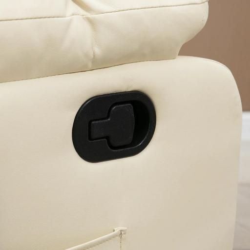 Sillón de Masaje Reclinable con 8 Puntos de Masaje Mando a Distancia Tapizado en PU Reposapiés Bolsillo Lateral Crema [8]