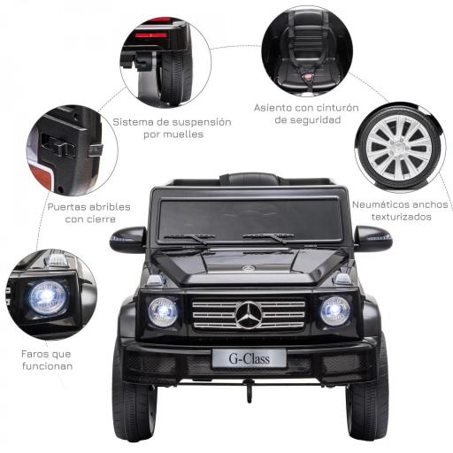 Coche Eléctrico para Niños de Batería 12 V BENZ G500 con Control Remoto Música Bocina 3-5 km/h Carga 30 kg Negro [5]