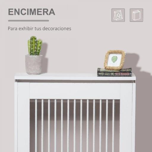 Cubierta de Radiador Cubre Radiador Moderno Pintado de MDF con Estante Superior para Salón Dormitorio 60x18x84 cm Blanco [2]