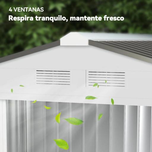 Caseta de Jardín 213x130x185 cm Cobertizo Metálico de Exterior para Almacenamiento de Herramientas Blanco [5]