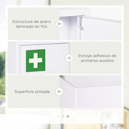 Botiquín de Pared Armario de Medicinas de Acero Armario con 3 Estantes y 2 Llaves para Baño 40x15x53,5 cm Blanco [4]