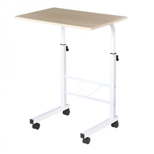 Mesa Auxiliar con Ruedas Mesa para Sofá con Altura Ajustable para Hogar Oficina 60x40x68-78 cm Blanco [9]