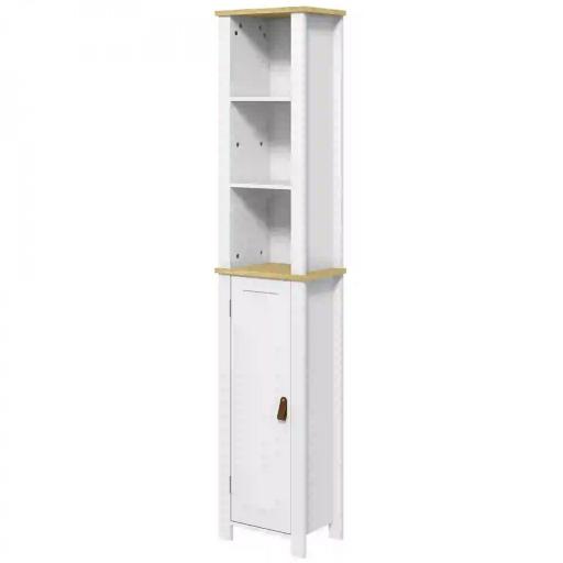 Columna de Baño Armario de Baño con Estantes Abiertos Puerta y Estante Ajustable Diseño Anti-vuelco 34x23x165 cm Blanco [9]