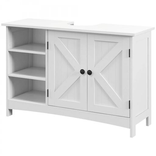 Mueble Bajo Lavabo de Pie con 2 Puertas y Estantes Ajustables Antivuelco Estilo Moderno 90x30x60 cm Blanco [3]