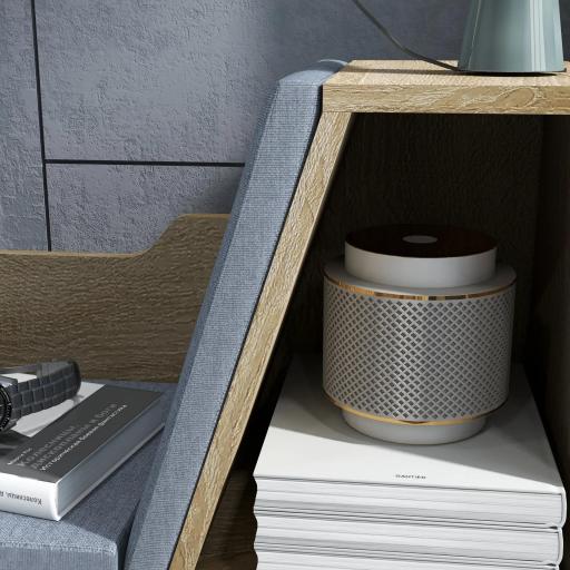 Librería con Asiento Estantería de Libros con 6 Cubos Cojín para Sala de Estar Dormitorio 102x30x61cm Roble y Gris [6]