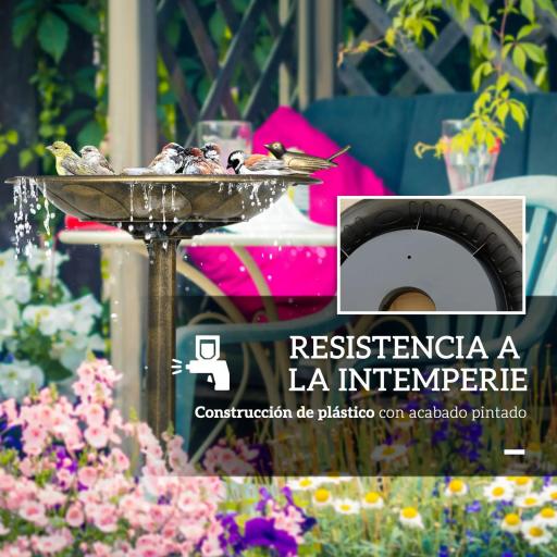 Baño para Pájaros de Jardín Exterior con 2 Niveles Recipientes para Agua y Comida Diseño Retro y Elegante Bronce [2]