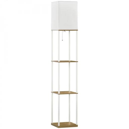 Lámpara de Pie Moderna con 3 Estantes para Salón Casquillo E27 Max. 40W con Pantalla de Tela 26x26x159 cm Blanco [9]