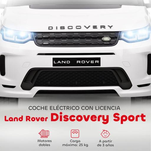 Coche Eléctrico para Niños con Licencia Land Rover Discovery Sport Batería 12V Mando a Distancia Faros y Música Blanco [5]