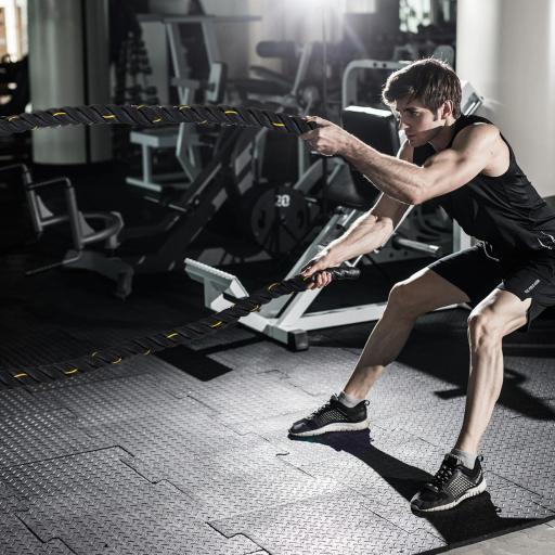 Cuerda de Batalla Ø38 mm Longitud 9 m Battle Rope Formación Battling Power Cuerda Ejercicio Fitness Deporte Poliéster Ultra Resistente Negro [4]