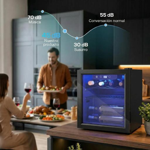 Vinoteca 12 Botellas Nevera para Vinos con Capacidad de 36 L Temperatura Ajustable 4-16℃ Puerta de Vidrio Luz LED Negro [1]