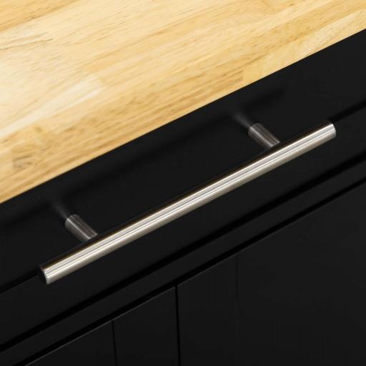 Carrito de Cocina con Armario con Puertas y Estante Interior Ajustable Cajón Barra y Especiero Móvil Aparador Auxiliar con Ruedas para Comedor 109x40x89 cm Negro [8]