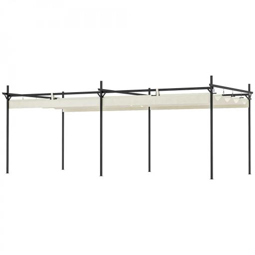Pérgola con Techo Retráctil 6x3 m Cenador con Tela de Poliéster Anti-UV Resistente al Agua Crema [9]