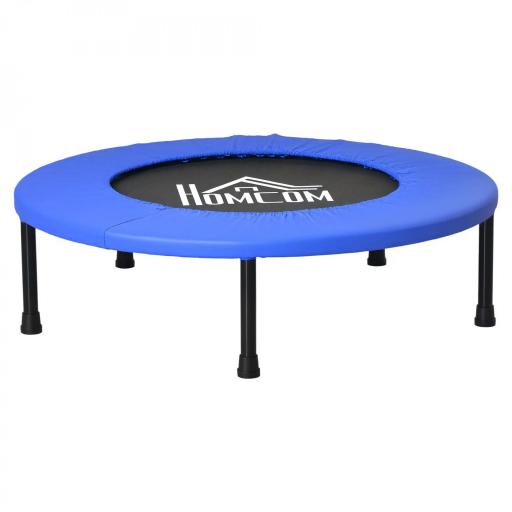 Cama Elástica Fitness Ø81 cm Trampolín de Acero con Borde Protector y 28 Resortes para Ejercicios en Interior y Exterior Carga 100 kg 81x81x22,5 cm Negro y Azul [9]