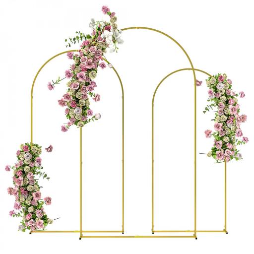Set de 3 Arcos de Jardín para Rosas de Metal de 220/200/180 cm con Recubrimiento en Polvo para Patio Terraza Dorado [9]