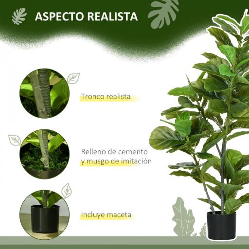 Conjunto de 2 Plantas Artificiales Decorativas 110x15 cm Árboles Artificiales de Ficus con 90 Hojas y Macetas Verde [2]