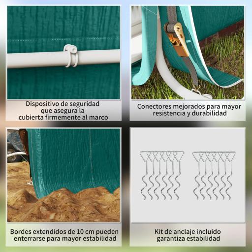 Carpa de Jardín Exterior 2,4x2x2 m Cobertizo Exterior con 2 Puertas con Cremallera Impermeable Anti-UV Carpa Verde [2]