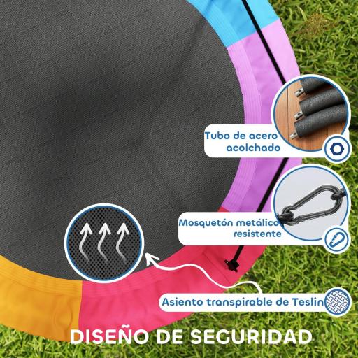 Columpio Nido Infantil Ø120 cm Altura Ajustable Columpio Redondo para Niños para Árbol Carga 300 kg Multicolor [2]