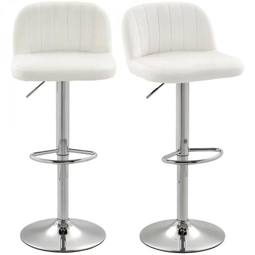 Juego de 2 Taburetes de Bar Taburetes Altos de Cocina con Altura Ajustable Asiento Giratorio 43x45x81-101 cm Crema [9]