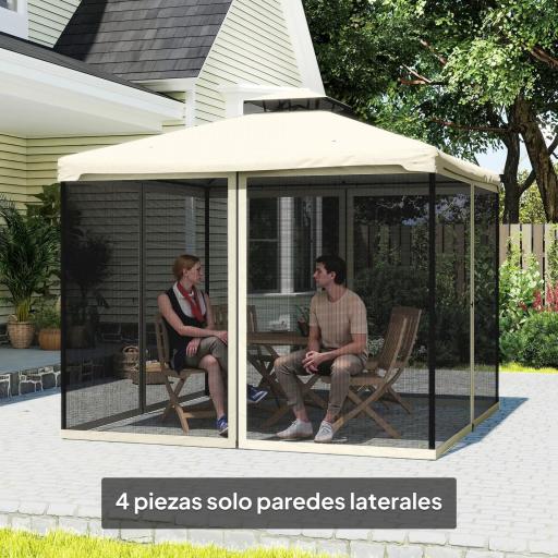  4 Paneles Laterales 3x2 cm para Carpa de Jardín Tela Mosquitera para Cenador Gazebo con Cremalleras y Anillas Negro [7]