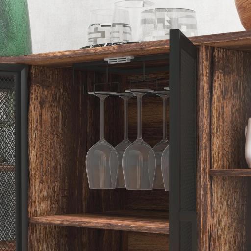 Aparador de Cocina con 6 Estantes Abiertos Porta Copas y Estante Ajustable para Bar Comedor 120x40x76 cm Marrón Rústico [7]