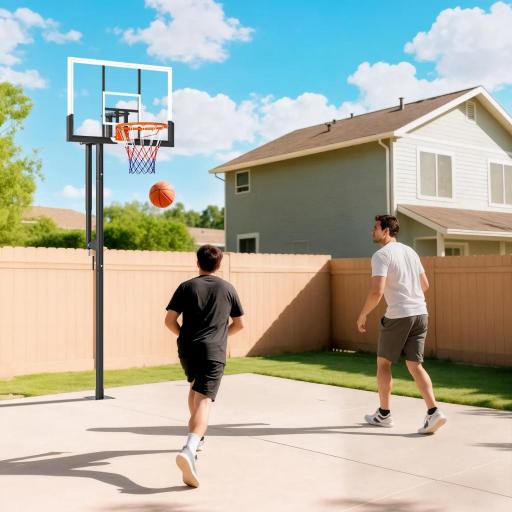 Canasta de Baloncesto Exterior en el Suelo Altura Ajustable 230-375 cm con Soporte Tablero Irrompible 120 cm Aro Ø48 cm [4]